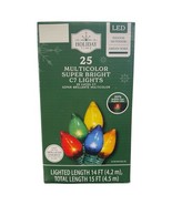 25 Multicolor Super Bright Colorful C7 LED Lights 14 ft Holiday Christma... - $13.84