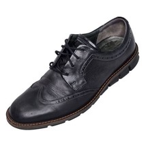 Ecco Wingtip Derby Dress Shoes Men 43 Black Comfort Leather Brogue Danis... - £46.73 GBP