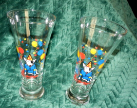 Set 2 Vintage 1987 Spuds Mackenzie Party Glasses Bud Light Original Party Animal - £19.45 GBP
