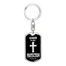 God is My Protection Psalm 91 Swivel Keychain Stainless Steel or 18k Gold Dog T - £29.84 GBP+