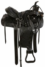 Leather Western Saddle, Barrel Racing Horse Black Saddle Size: (12&quot; To 18&quot;) Inch - £318.20 GBP+