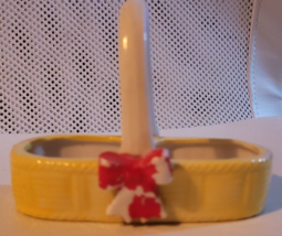 Vintage Yellow Red Ribbon Ceramic Trinket Holder Sugar Packs Jewelry Bas... - $8.99