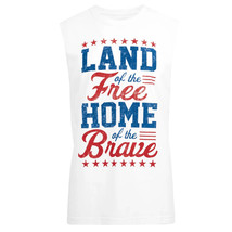 Way to Celebrate Men&#39;s 4th of July Free &amp; Brave Muscle Tank White Size L(42-44) - £13.76 GBP