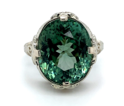 Authenticity Guarantee 
Huge 12.21ct Teal Genuine Natural Tourmaline 14k Whit... - £2,952.10 GBP