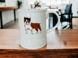 Bulldog With Beret Sweaters Cute FRINGE STUDIO White Ceramic Dog Mug Pai... - $14.87