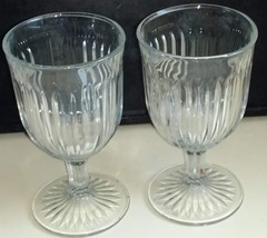 Vintage Glass Goblets Art Deco KIG Stemware w Striking Vertical Lines - £39.10 GBP