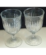 Vintage Glass Goblets Art Deco KIG Stemware w Striking Vertical Lines - £39.49 GBP