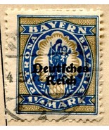 Patron Bavariae 1920 German Stamp Cobalt/Olive Madonna & Child Ovpt Used Hinged