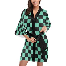 Checkered Demon Anime Short Kimono Robe - £46.61 GBP
