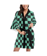 Checkered Demon Anime Short Kimono Robe - $80.34 CAD