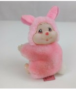 Vintage McCrory Pencil Hugger/Grabber Pink Bunny Rabbit Plastic Face &amp; H... - $19.79