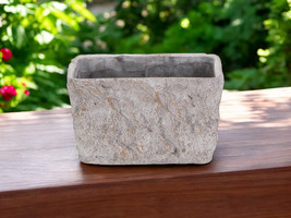 9&quot; Gray Speckle Glaze Cement Indoor Outdoor Rectangular Pot Planter - $78.20 CAD