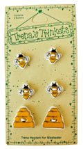 Trena&#39;s Trinkets 6 Ceramic Bee &amp; Beehive Buttons Trena Hegdahl 1-3/8&quot; NOS - $16.44