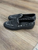 Steven By Steve Madden Shoes Womens 8.5 Studs Loafer Slip On Ample Black Leather - £16.96 GBP