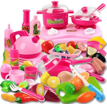 58 Piece Kitchen Cooking Set Fruit Vegetable Tea Playset Toy for Kids Play Food - £32.29 GBP