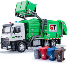 Garbage Truck Toys Metal Cab, Realistic Trash Truck Toys for Boys with Lights an - £43.00 GBP