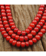 7 mm Antique Venetian White Heart Trade Beads Multi strands Necklace - $1,049.17 MXN