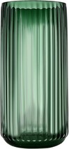 Small Cylinder Ribbed Green Glass Flower Vase For Farmhouse Dining Table - £28.41 GBP