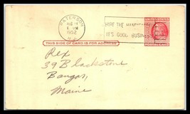 1952 US Postal Card - Paterson, New Jersey to Bangor, Maine P10 - £2.33 GBP