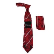 Men's Stacy Adams Tie and Hankie Set Fancy Woven Silky Satin #SAT53 Red image 2