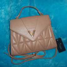 New CROSSI New York Peach / Taupe Quilted Satchel Cross Body Bag - FAUX ... - $24.00