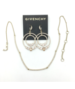 GIVENCHY peachy pink crystal dangle earrings &amp; choker necklace set - gol... - £31.60 GBP