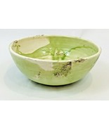 Vintage Rustic Italian Bowl Art Centerpiece Green Swirl 10&quot;  - $49.28 CAD