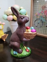 Faux Chocolate Easter Bunny Rabbit Egg Statue Figurine Tabletop Decor 7.5&quot; - $26.72