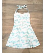 Lilly Pulitzer Marisa Flock of Seagulls Halter Dress sz 0 white teal pin... - $603.31 MXN