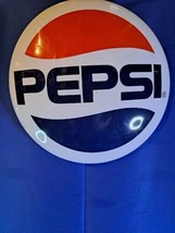 Pepsi-Cola Domed Tin Metal Sign - Pepsi - Soda - 1970's Logo - Ice Cold - Button - $18.70