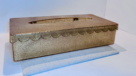 Fabulous Glam Vintage Gold Glitter Tissue Box Holder - $29.70