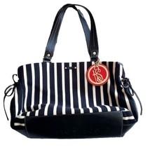 Kate Spade Black and Cream Horizontal Multi Pocketed Tote Purse Bag w Charm - £74.72 GBP