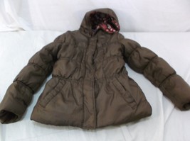 Brown Insulated Puffer Winter Coat/Jacket Floral Pattern Lining 14/16 6752 - $15.08