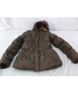Brown Insulated Puffer Winter Coat/Jacket Floral Pattern Lining 14/16 6752 - £11.86 GBP