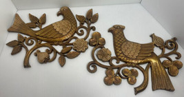 Set of 2 Vintage SYROCO Dove Wall Plaques Partridge 1966  GoldTone Partridge 13” - £17.44 GBP