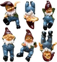 JARPSIRY Set of 6 Naught Hanging Gnome Figurines Flower Pot Hugger, Funn... - £25.09 GBP