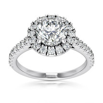 3.00 Ct Round Cut Lab Diamond Halo Engagement Ring 14K White Gold CERTIFIED  - £3,125.29 GBP