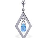 Galaxy Gold GG 14K Solid White Gold Natural Blue Topaz Briolette Pendant... - $421.73