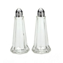 Eiffel Tower Shape Salt Pepper Shakers Stainless Steel Caps Clear Glass ... - €12,40 EUR
