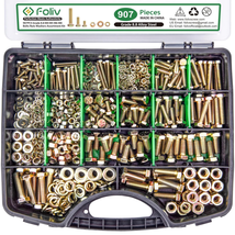 907-Piece Grade 8.8 Metric Bolt and Nut Assortment Kit, Yellow Zinc Plated - $72.21