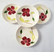 Vintage Stetson China Rio Set 4 Red Flower 5-1/4” Fruit Bowls - £27.21 GBP