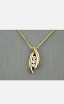 1/10Ct Simulated Three-Stone Diamond 14k Yellow Gold Plated 18&quot; Necklace - £45.32 GBP