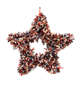 Vintage Star Wreath 4th of July Metal and Tinsel Door Wall Hanging 19&quot; - £15.35 GBP