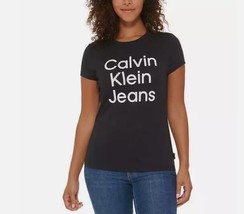 Calvin Klein Jeans Ladies&#39; Size X-Large Short Sleeve Logo Tee, Black - £10.19 GBP