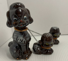Vintage Japan Poodle mom and babies puppies brown adorable Figurines Dogs - £11.02 GBP