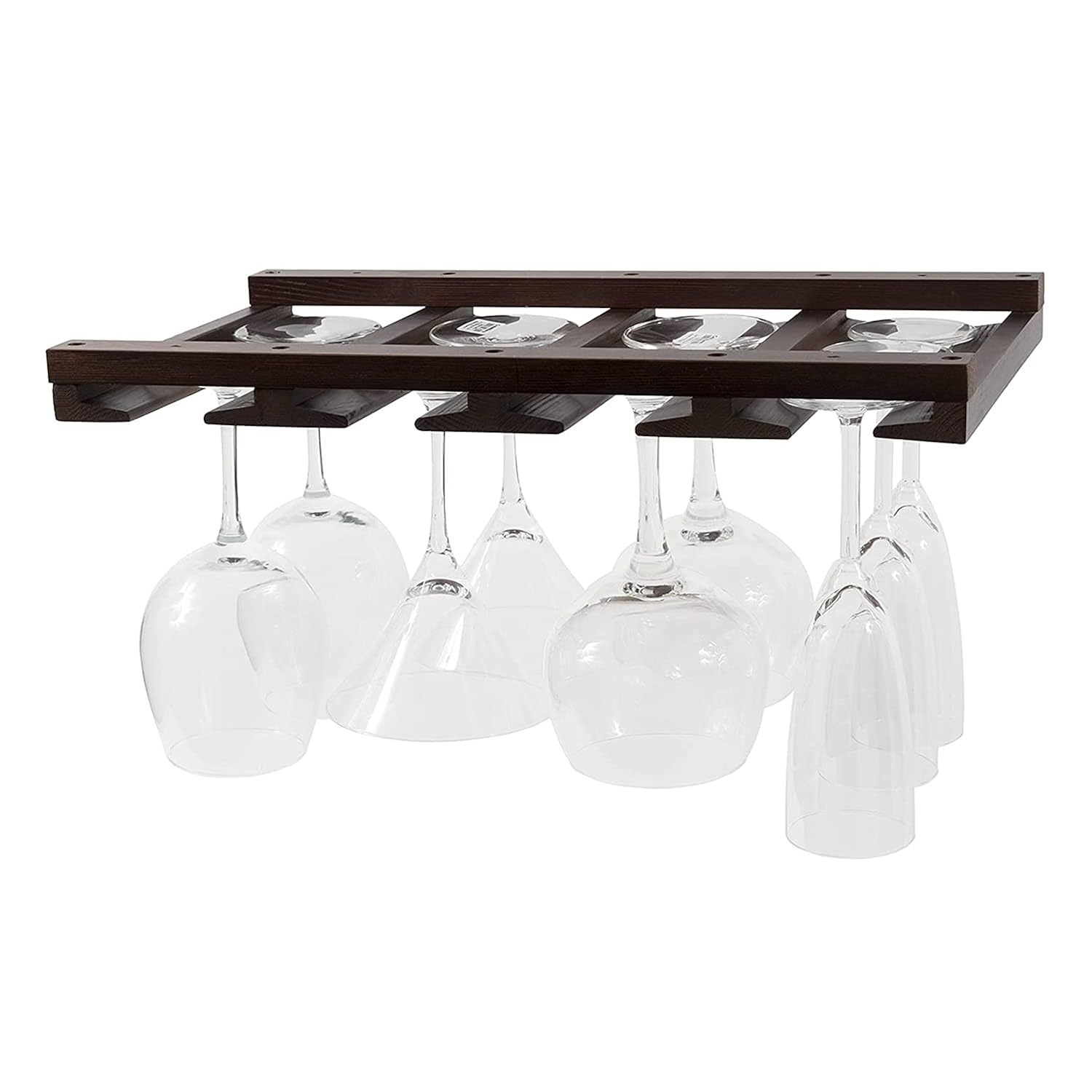 Eze 4 Sectional Wood Under Cabinet Wine Glass Holder Wine Glass Rack Hanging She