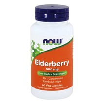 NOW Foods Elderberry Extract 500 mg., 60 Vegetarian Capsules - £10.27 GBP