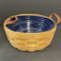 Medium Blue Round Longaberger  Basket 2002 - £27.86 GBP
