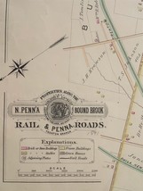 1890s antique PA BOUND BROOK RAILROAD MAP trenton div PHILA NEWTOWN NY R... - £38.10 GBP