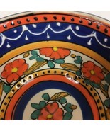 Hand-Painted Bowls Mexico Blue Orange White Black Floral Ice Cream Desse... - £19.46 GBP